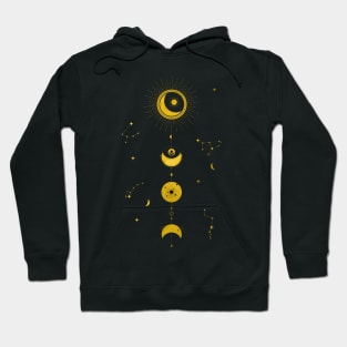 Crescent - Moon and Constellations Sacred Geometry (Gold Edition) Hoodie